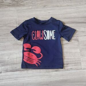 Cat & Jack Rash Guard Swim Shirt 9M Navy Crab Sea Life UPF Recycled Polyester